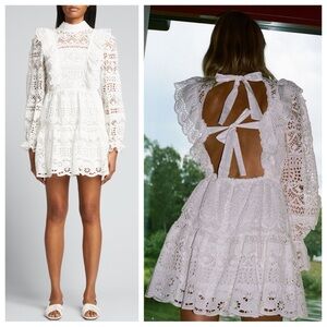 NEW Sea New York Patrizia Mini Dress (Sz 4) Open Back Lace Eyelet White